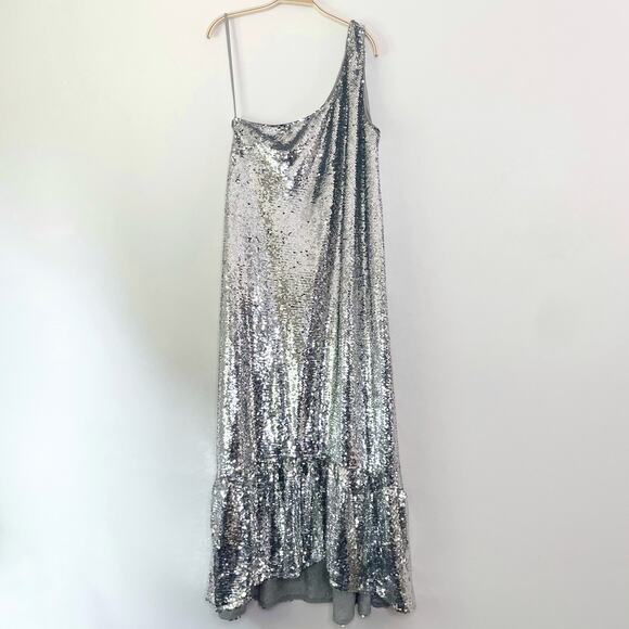 Anthropologie Silver Sequin Midi Dress - Picture 6 of 10